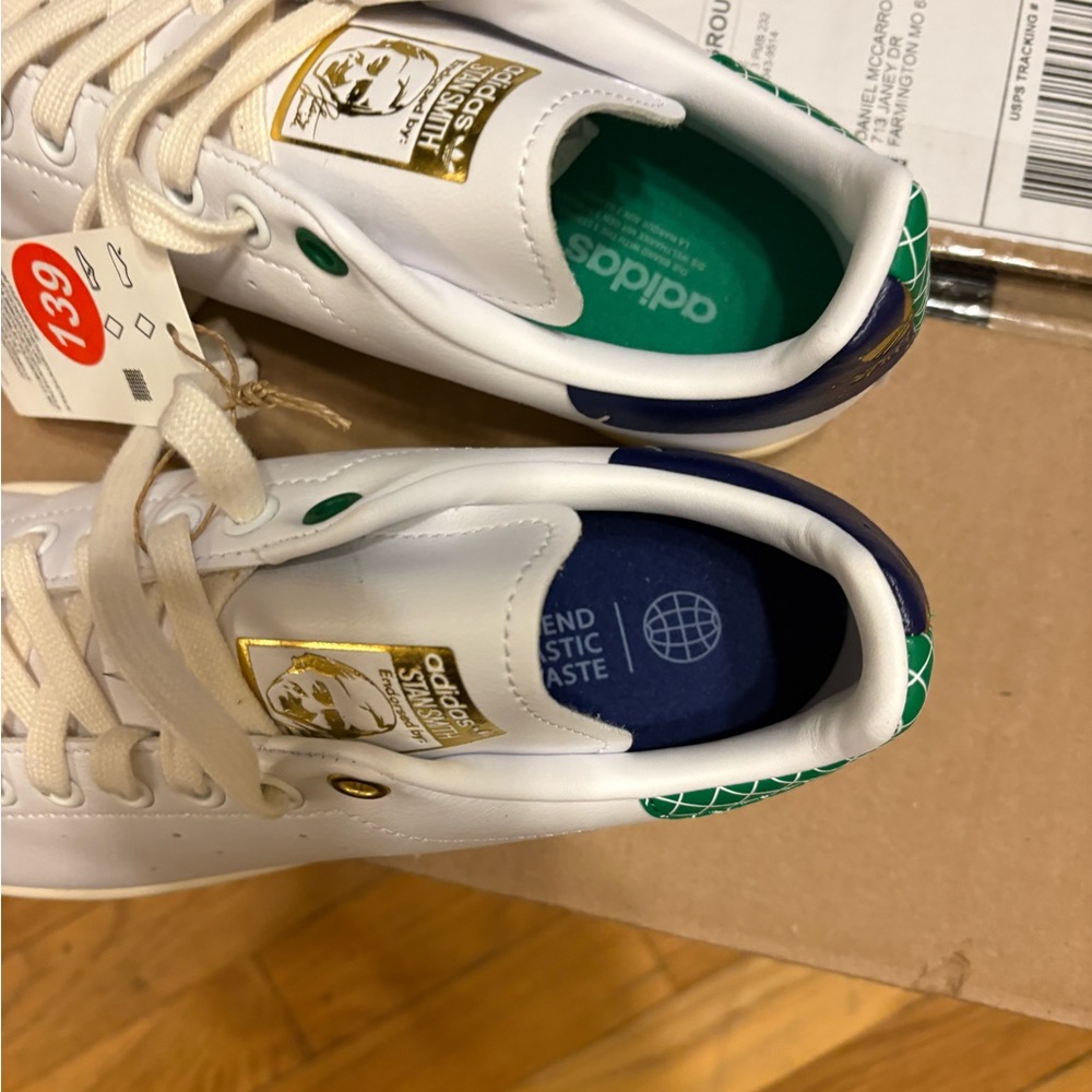 adidas White and Green Athletic Shoes